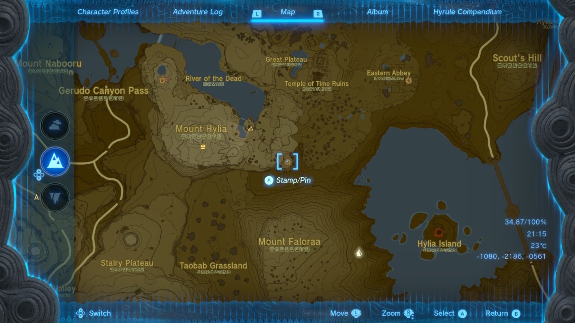 A map showing the location of the South Plateau Chasm in The Legend of Zelda: Tears of the Kingdom - 8