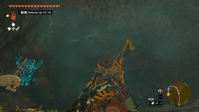 Link looks toward a platform in a cave in The Legend of Zelda: Tears of the Kingdom
