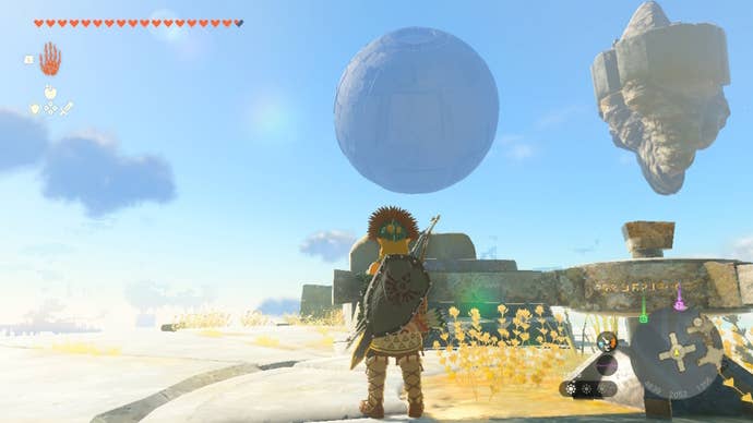 Link faces a big sphere in the sky in Zelda: Tears of the Kingdom