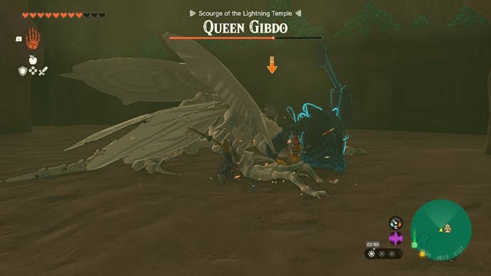 Link attacks Queen Gibdo while stunned in The Legend of Zelda: Tears of the Kingdom