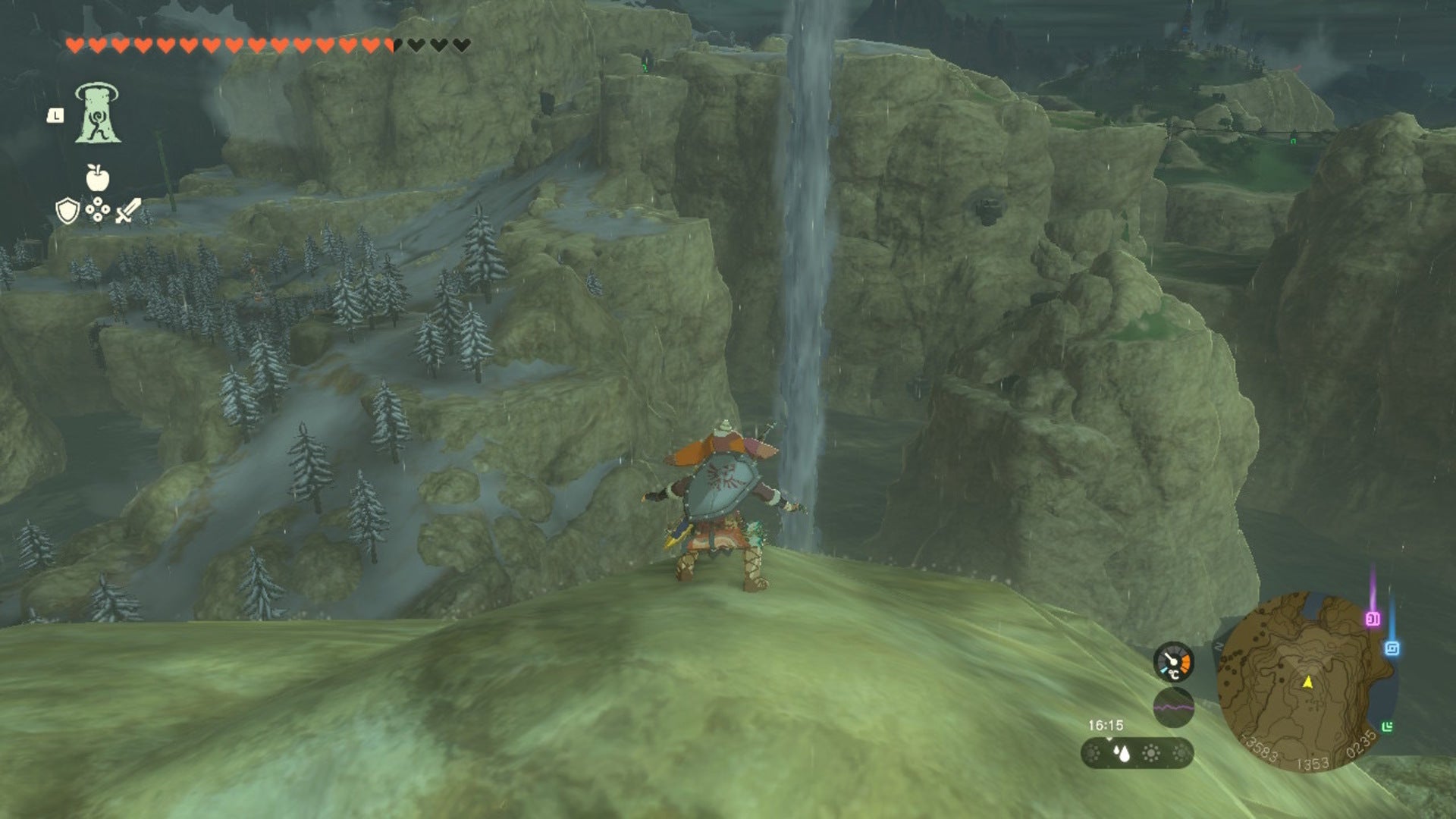 Link looks toward a waterfall in Zelda: Tears of the Kingdom - 5