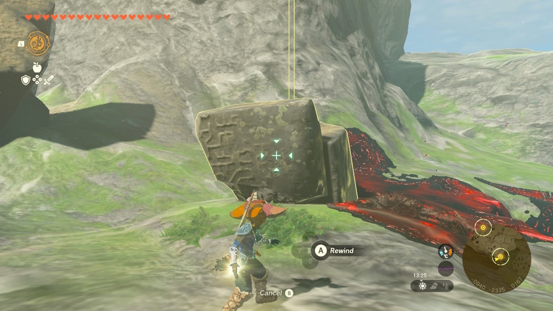 Link uses Recall on a rock that has fallen from the sky in The Legend of Zelda: Tears of the Kingdom - 12