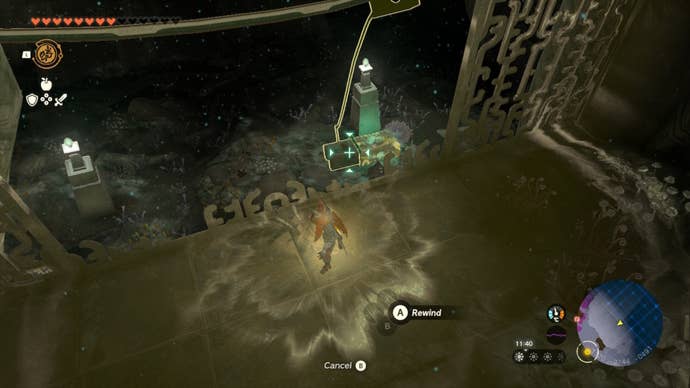 Link uses Recall on a relic in The Legend of Zelda: Tears of the Kingdom