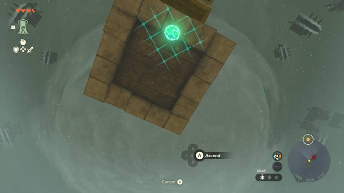 Link looks up to Ascend through a tower in The Legend of Zelda: Tears of the Kingdom