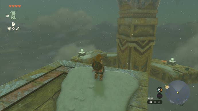 Link looks toward a far pillar with platforms surrounding it in The Legend of Zelda: Tears of the Kingdom