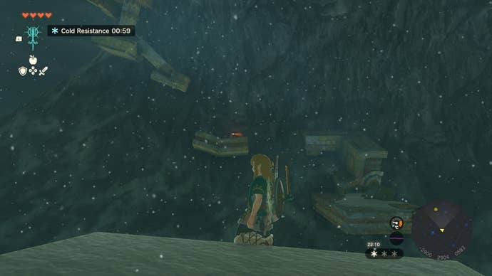 Link looks at some platforms along a cliff in The Legend of Zelda: Tears of the Kingdom