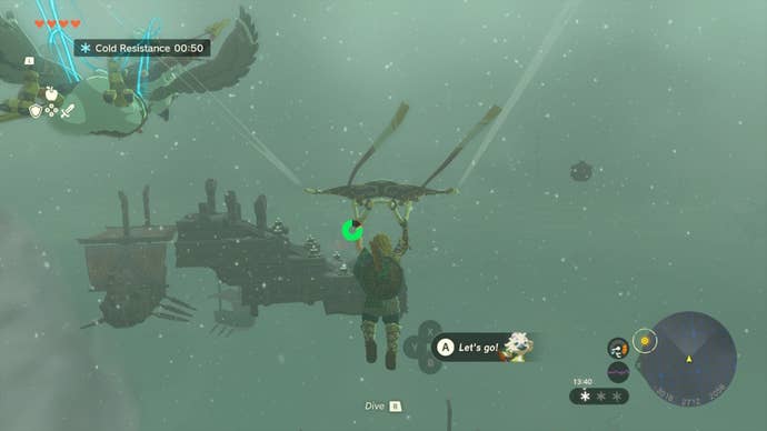 Link glides over to a floating staircase in The Legend of Zelda: Tears of the Kingdom