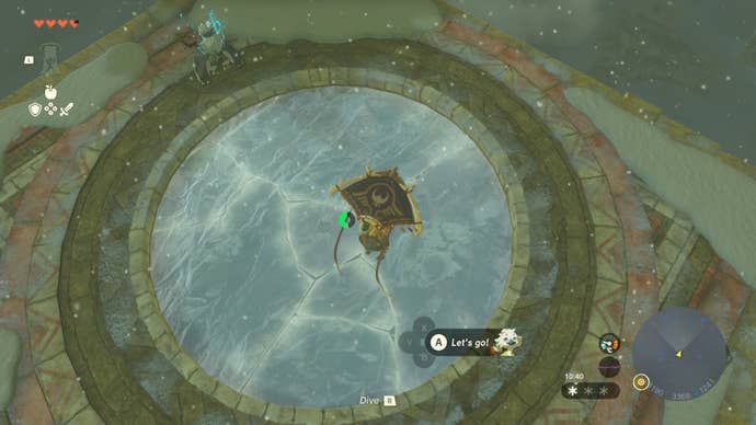 Link jumps on a patch of ice in The Legend of Zelda: Tears of the Kingdom