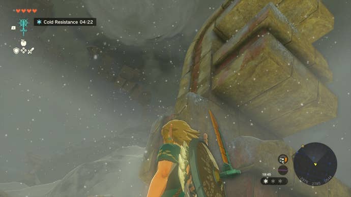 Link looks up at some distant platforms in The Legend of Zelda: Tears of the Kingdom