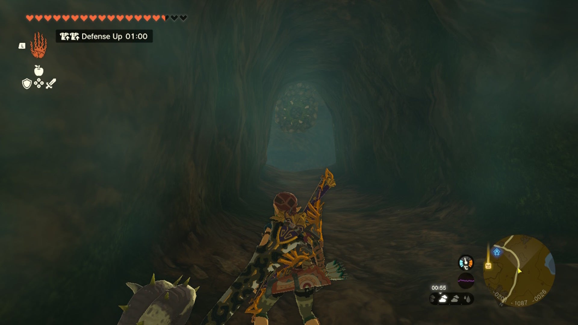Link faces a Rock Like in a cave in The Legend of Zelda: Tears of the Kingdom - 10