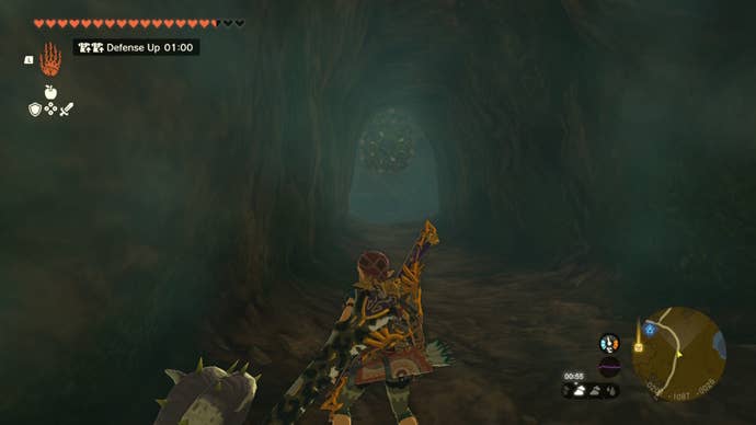 Link faces a Rock Like in a cave in The Legend of Zelda: Tears of the Kingdom