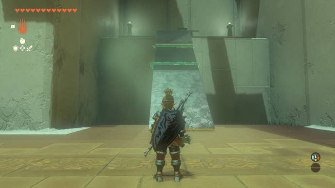 Link looks at a ramp leading to a chest in The Legend of Zelda: Tears of the Kingdom
