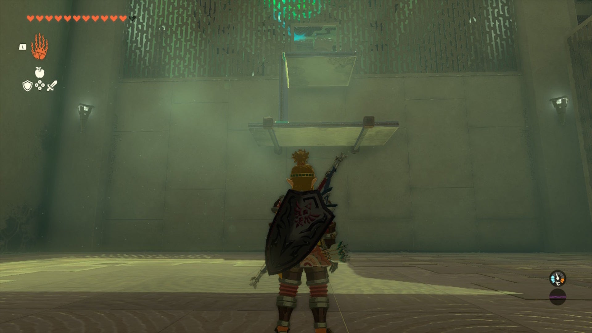 Link looks up at an arch built using Ultrahand in The Legend of Zelda: Tears of the Kingdom - 6