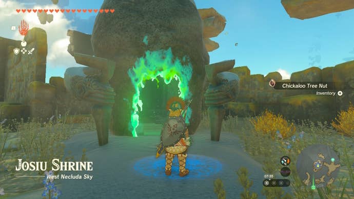 Link faces the entrance to the Josiu Shrine in Zelda: Tears of the Kingdom