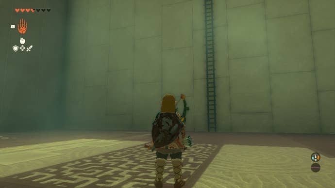 A ladder at the back of the Sinakawak Shrine in The Legend of Zelda: Tears of the Kingdom