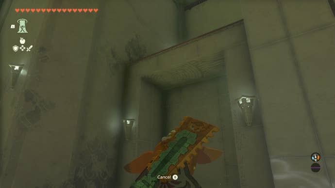 Link looks toward a platform he can ascend up in The Legend of Zelda: Tears of the Kingdom