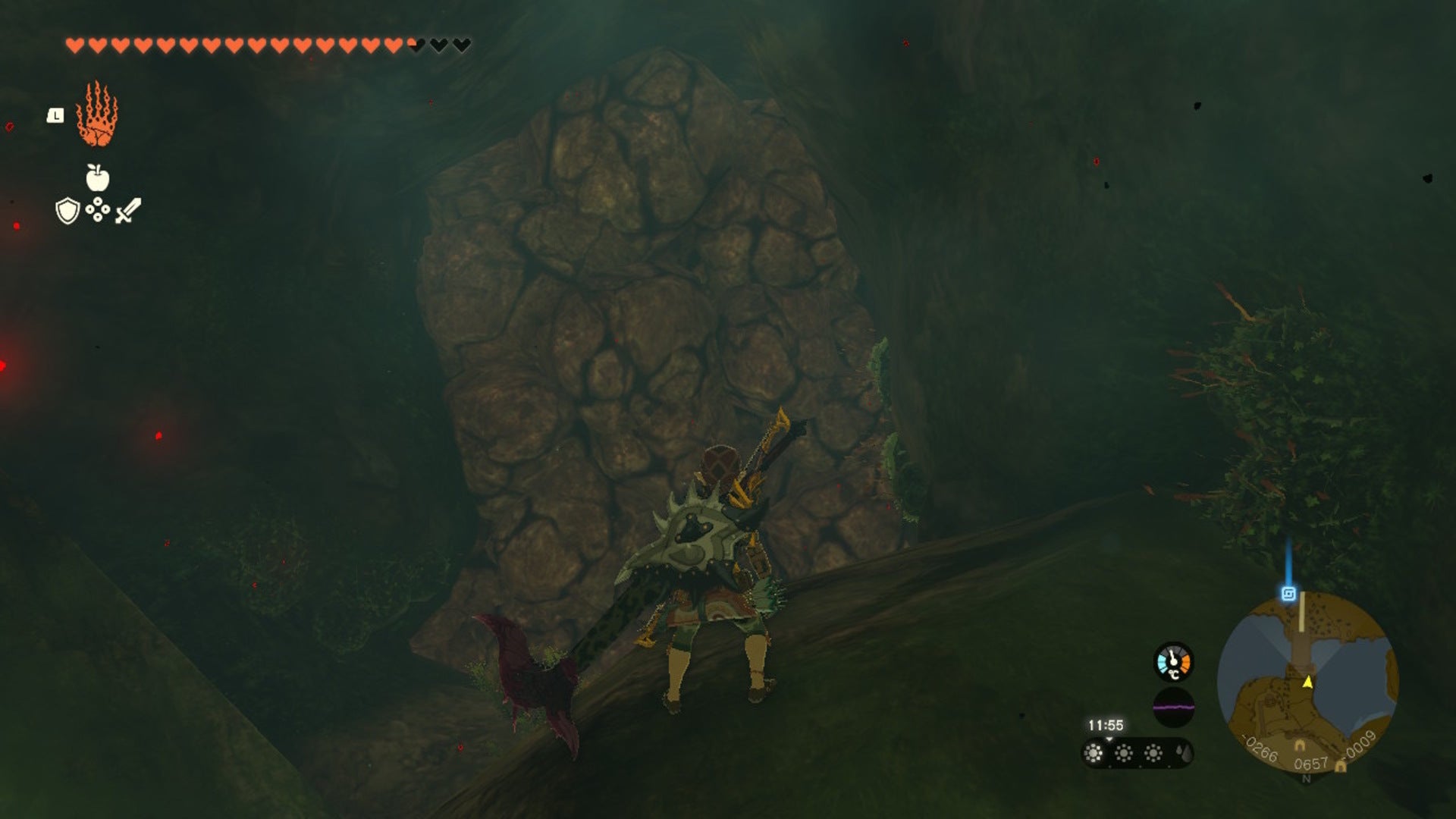 Link faces a passage blocked by breakable rocks in The Legend of Zelda: Tears of the Kingdom