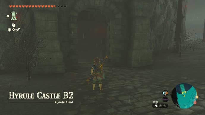 Link looks at the stairs to the Hyrule Castle Library in The Legend of Zelda: Tears of the Kingdom