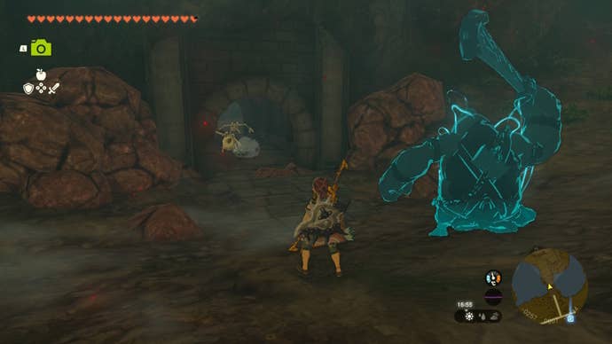 Link faces a passage while stood beside Yunobo in The Legend of Zelda: Tears of the Kingdom