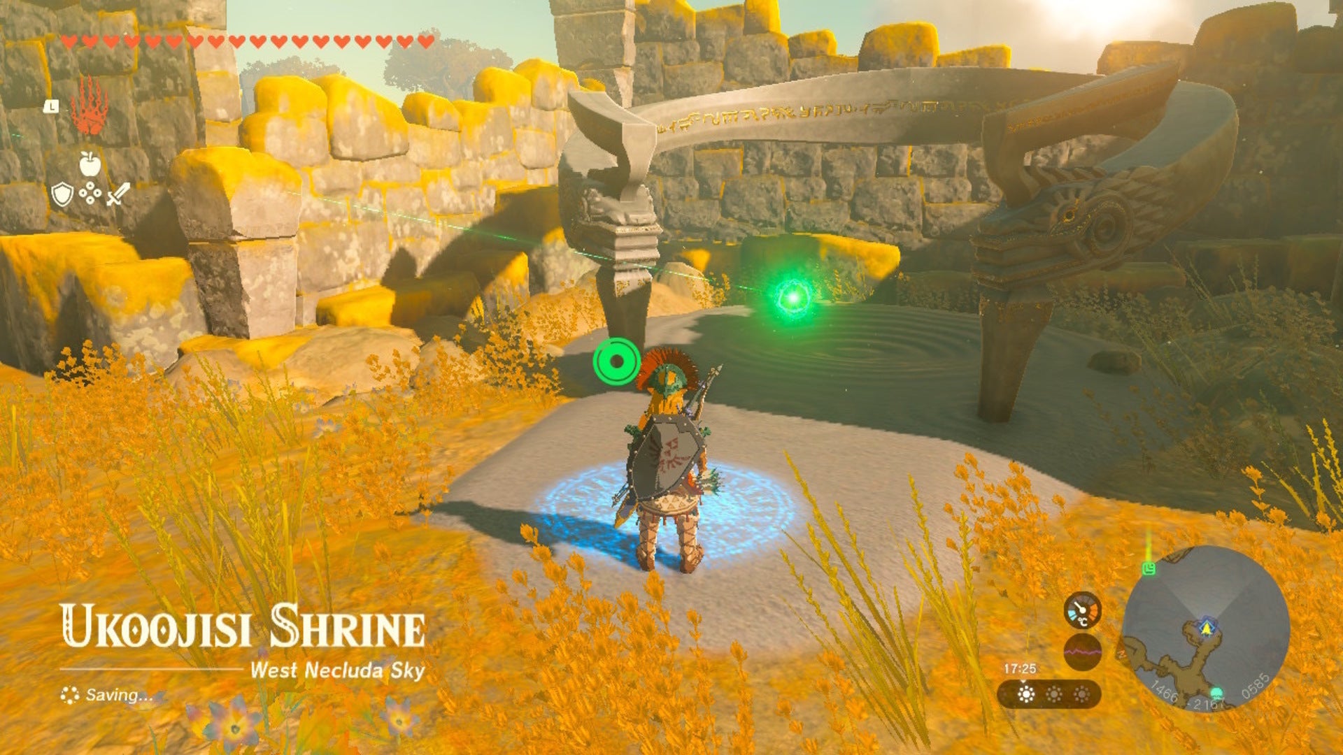 Link faces the terminal in front of the Ukoojisi Shrine in Zelda: Tears of the Kingdom - 7