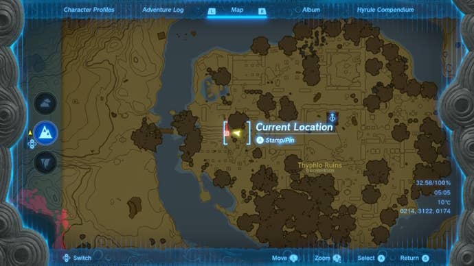 A map of the 'corridor of dragons' at Typhlo Ruins in The Legend of Zelda: Tears of the Kingdom
