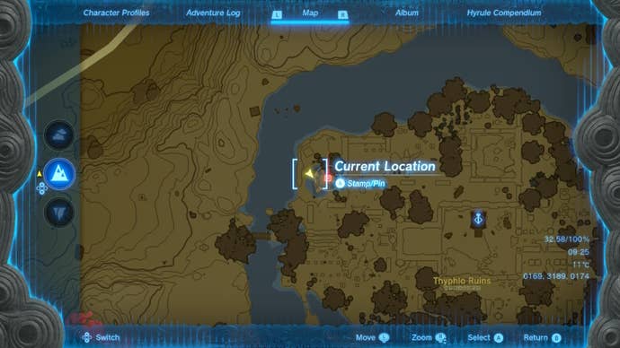A map of the 'six dragons' at Typhlo Ruins in The Legend of Zelda: Tears of the Kingdom