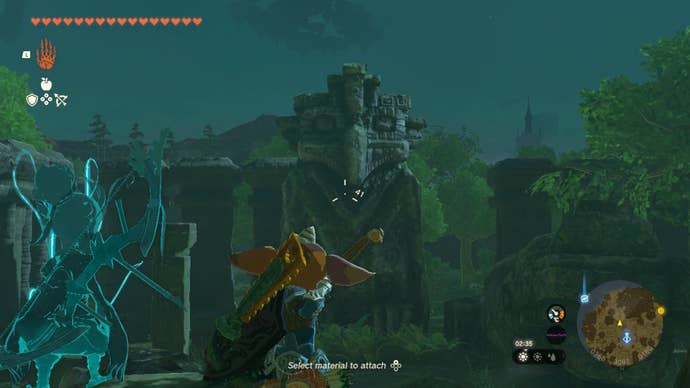 Link looks at an owl statue in The Legend of Zelda: Tears of the Kingdom
