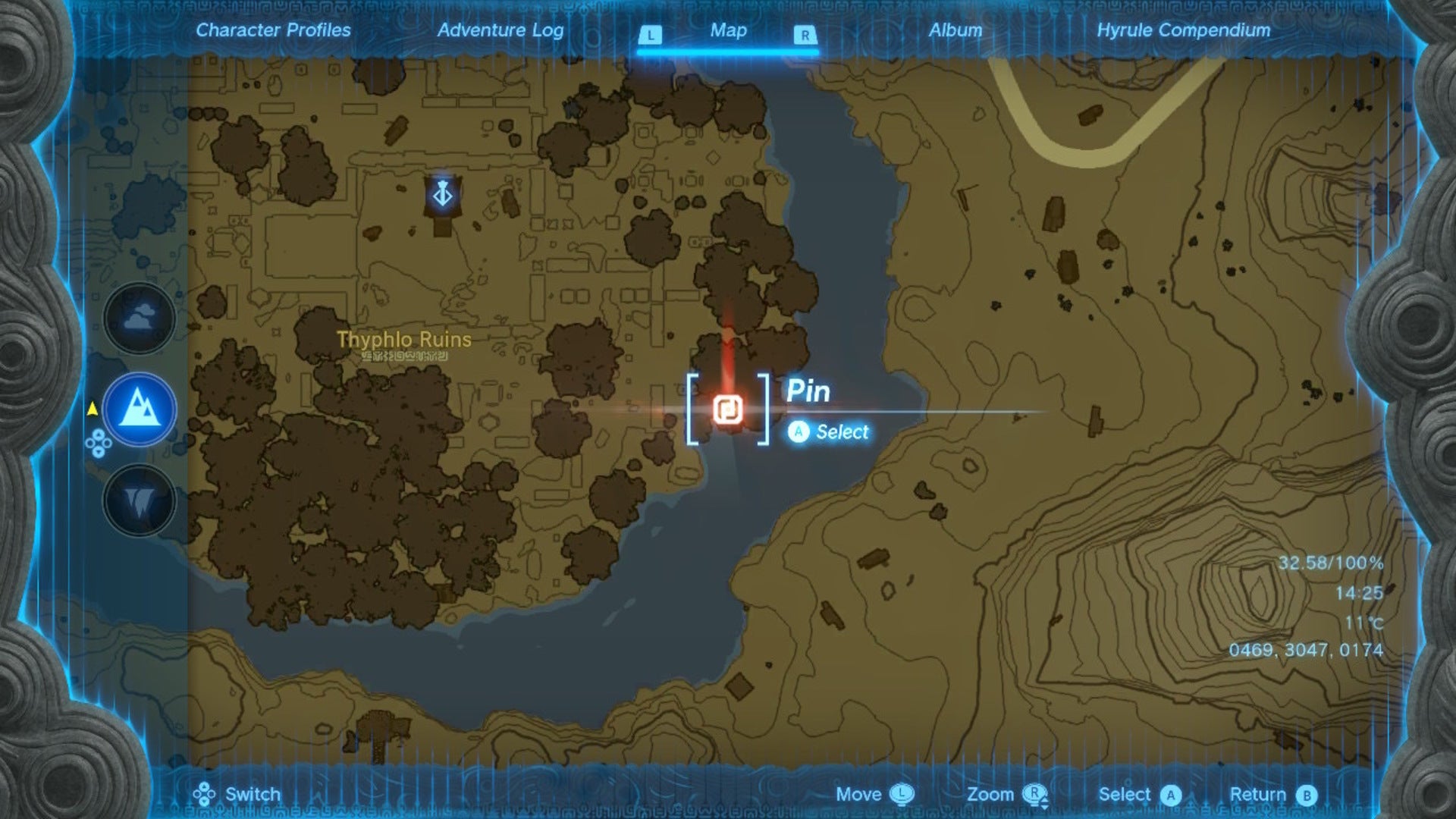 A map of the &lsquo;dragon&rsquo;s tail&rsquo; at Typhlo Ruins in The Legend of Zelda: Tears of the Kingdom