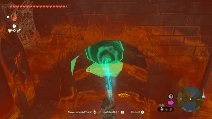 Link moves a rock using Ultrahand in The Legend of Zelda: Tears of the Kingdom
