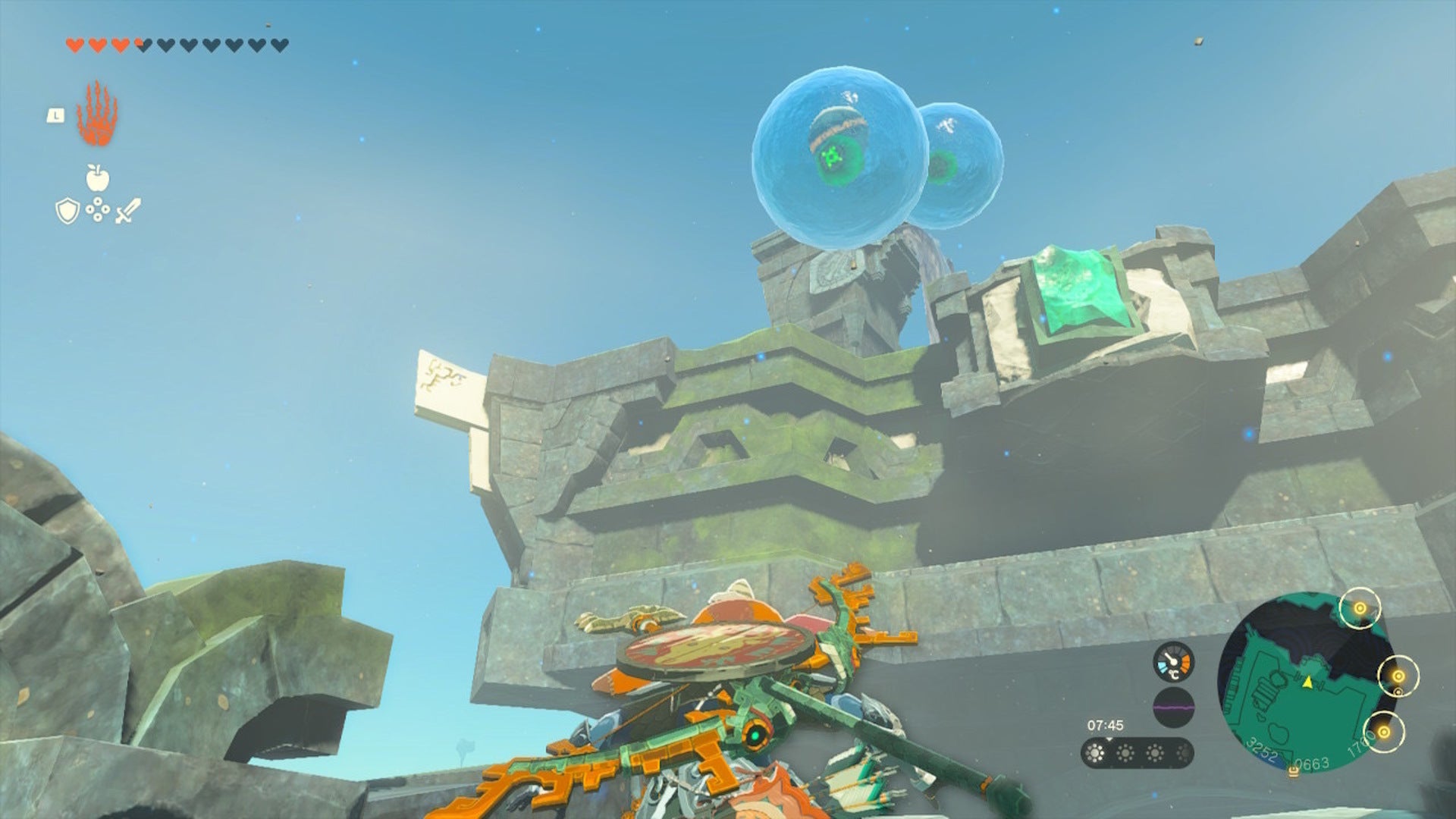 Link looks up at a bubble with a ball inside of it in The Legend of Zelda: Tears of the Kingdom - 6