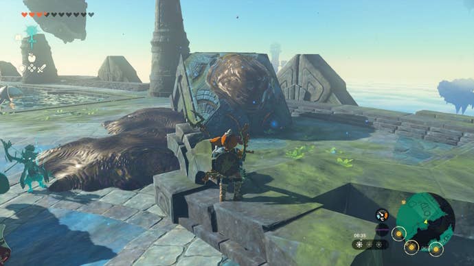 Link looks at a bubble machine covered in sludge in The Legend of Zelda: Tears of the Kingdom