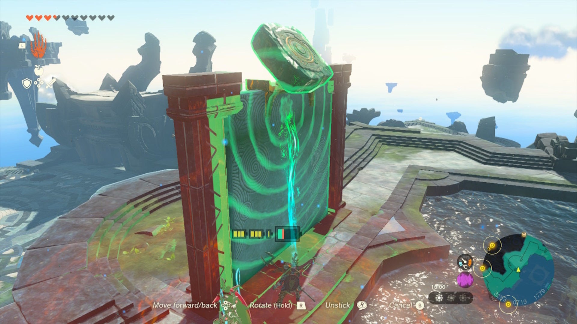 Link uses Ultrahand on a floodgate in The Legend of Zelda: Tears of the Kingdom