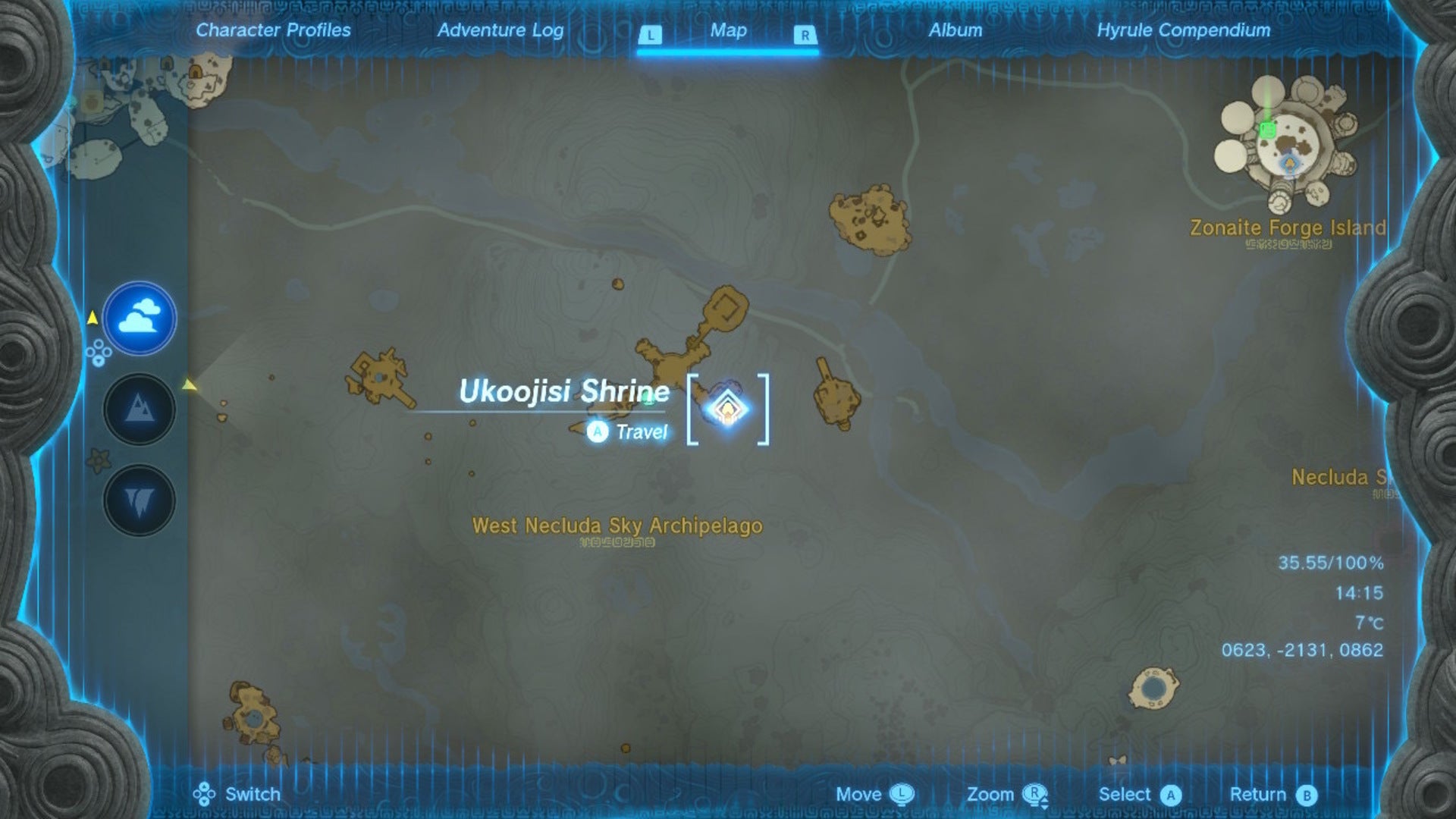 A map of the West Necluda Sky Archipelago in Zelda: Tears of the Kingdom - 4