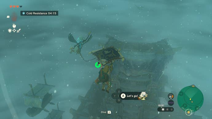 Link glides over to some doors north of the Wind Temple in The Legend of Zelda: Tears of the Kingdom
