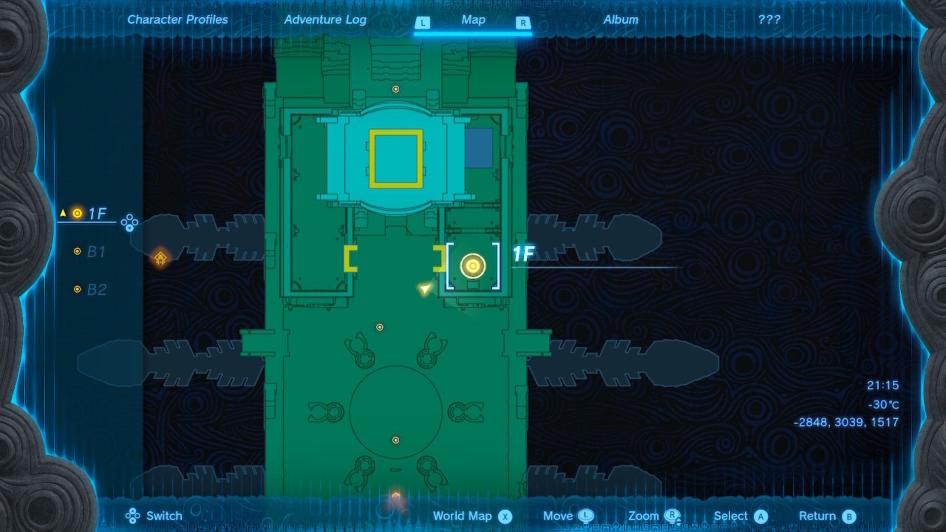 One of the Wind Temple locks, marked on the map, in The Legend of Zelda: Tears of the Kingdom