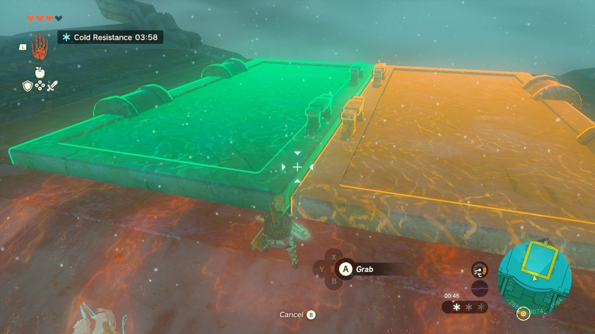 Link uses Ultrahand to move two doors of the Wind Temple in The Legend of Zelda: Tears of the Kingdom