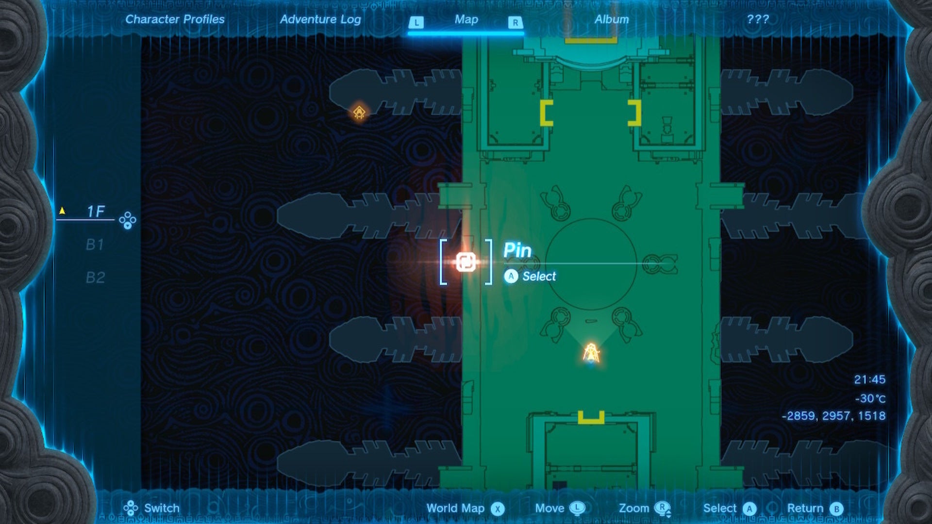 One of the Wind Temple locks, marked on the map, in The Legend of Zelda: Tears of the Kingdom