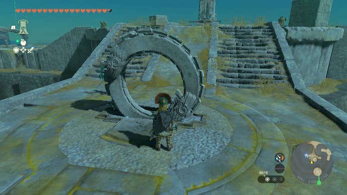 Link stands in front of a Zonai terminal in Zelda: Tears of the Kingdom