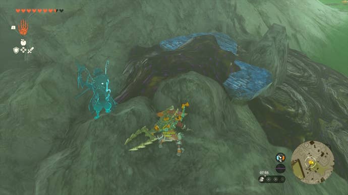 Link faces a piece of broken slate covered in sludge in The Legend of Zelda: Tears of the Kingdom