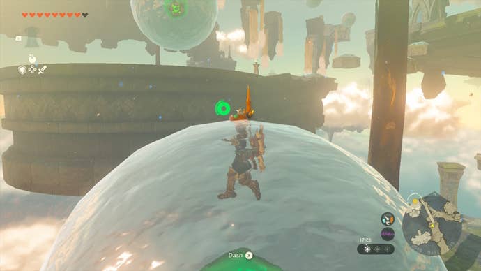 Link is inside a floating bubble in The Legend of Zelda: Tears of the Kingdom