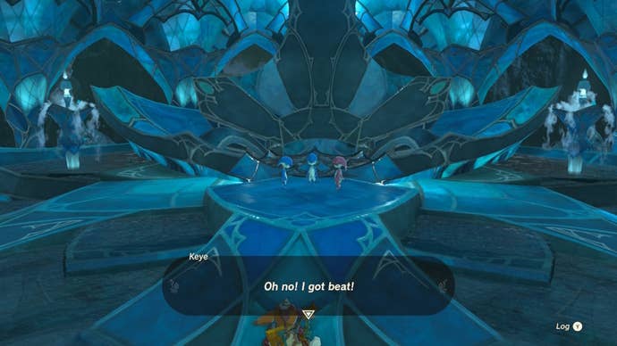 Link approaches some children in the Zora Domain in The Legend of Zelda: Tears of the Kingdom