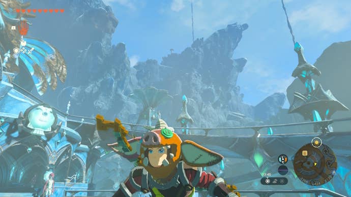 Mipha's Court is in the distant background behind Link in The Legend of Zelda: Tears of the Kingdom