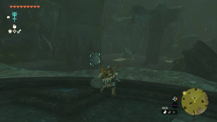 Link looks down at a blocked pipe in The Legend of Zelda: Tears of the Kingdom