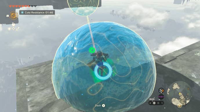 Link uses Recall on a bubble in The Legend of Zelda: Tears of the Kingdom