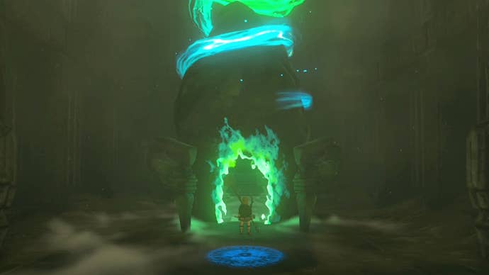 Link standing by the Iun-orok Shrine in The Legend of Zelda: Tears of the Kingdom.
