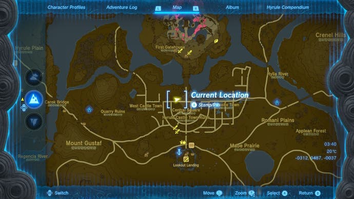 Map showing a great place to farm for luminous stone in The Legend of Zelda: Tears of the Kingdom.