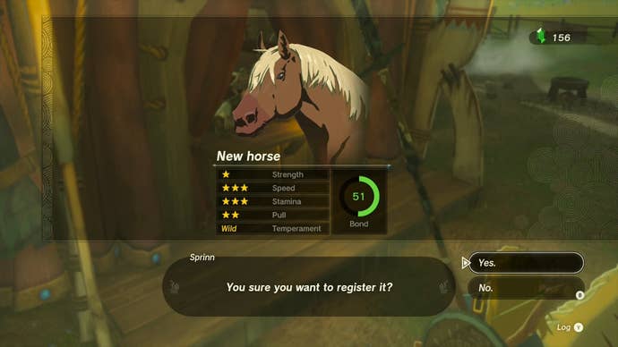 Link trying to register a horse at one of the stables you can find in Hyrule Field.