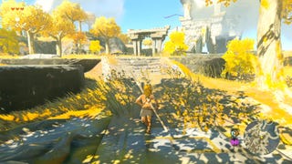 Link running towards the Temple of Time in The Legend of Zelda: Tears of the Kingdom.
