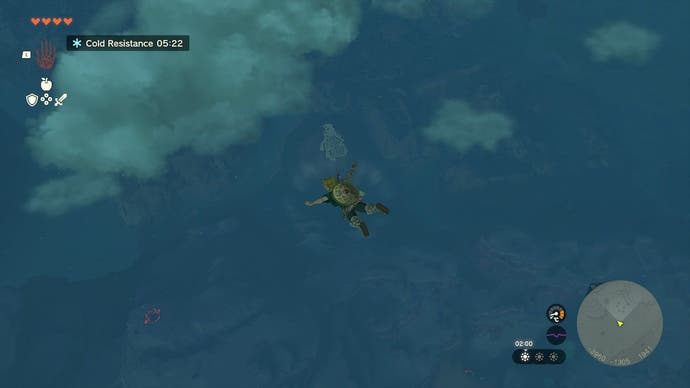 Link skydiving as he heads towards the sixth Dragon Tear location.