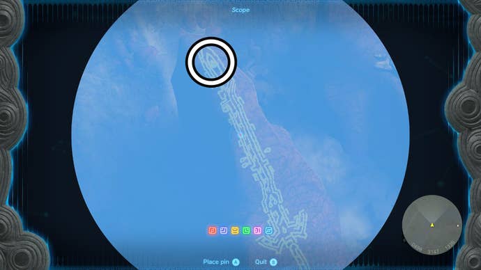 Link using his Scope to look for the location of the eleventh Dragon Tear.